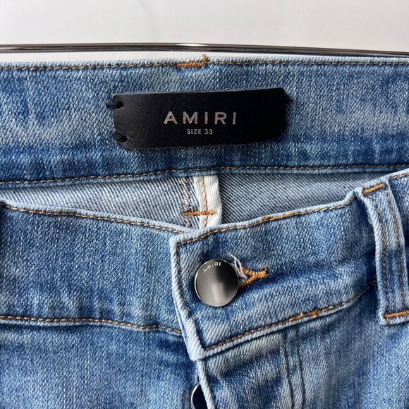Amiri Men Blue Slash Slim Jeans, Size 33 M76 - Picture 6 of 12